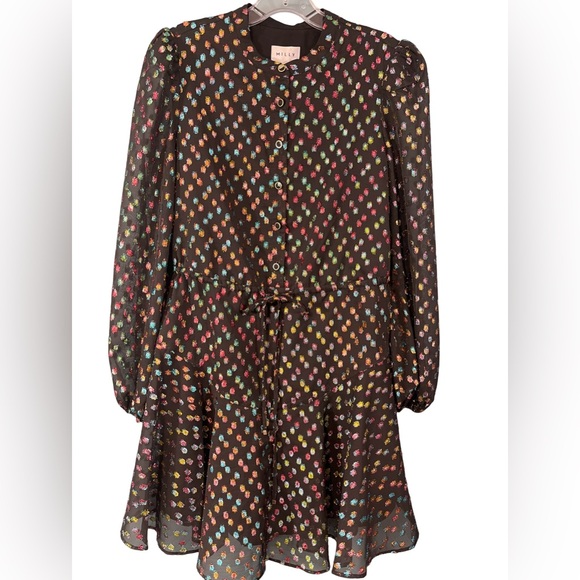 Milly Reina Confetti Metallic A Line Dot Dress Size 6 - Picture 2 of 9